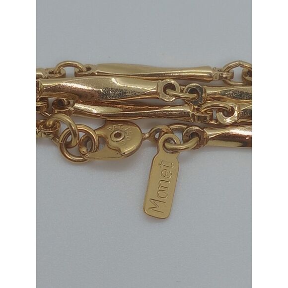 Vintage Monet Twisted Bar Link Gold Tone 54" Chain Necklace - Picture 6 of 6